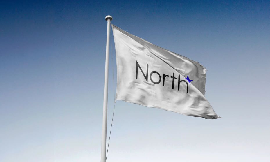 The North brand flag at the top of a flagpole
