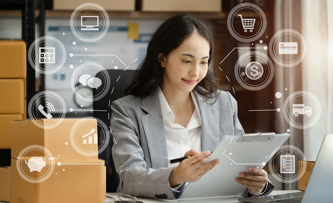 Business owner looking at different benefits of credit card machines