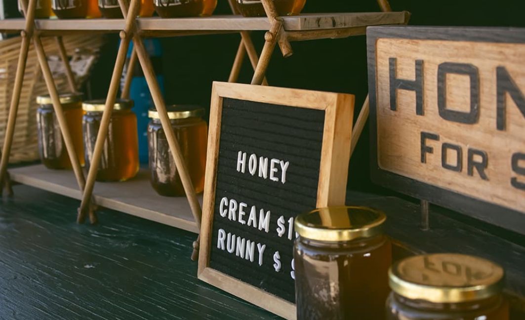 pop up food tent with honey
