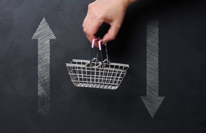 less cash shopper with basket in hand