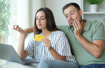 couple looking at slow payments