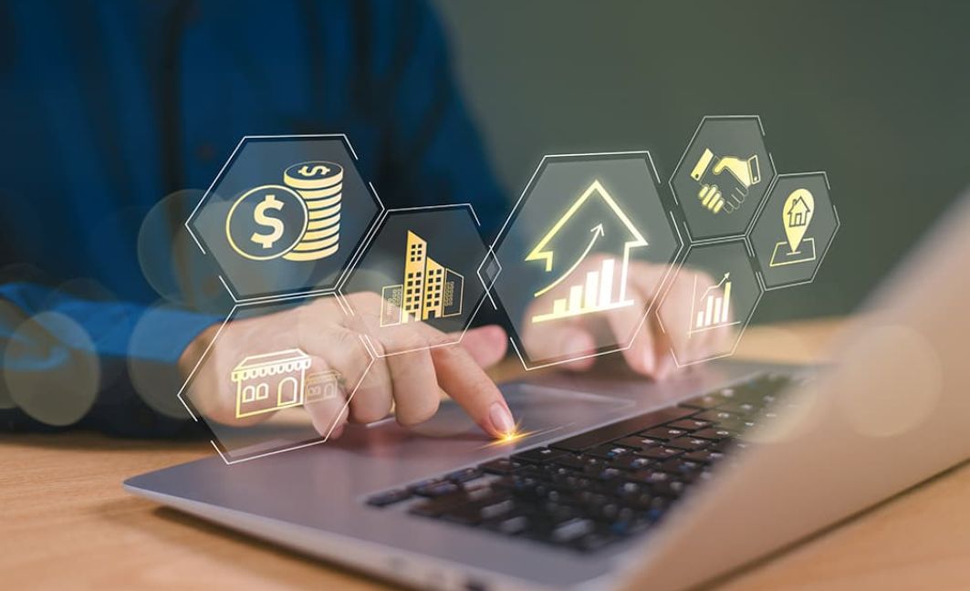 Man searching on computer for business pricing model