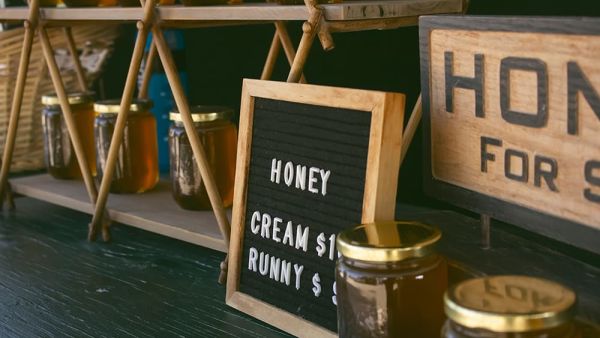 pop up food tent with honey