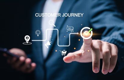 customer journey embedded checkout man touching screen