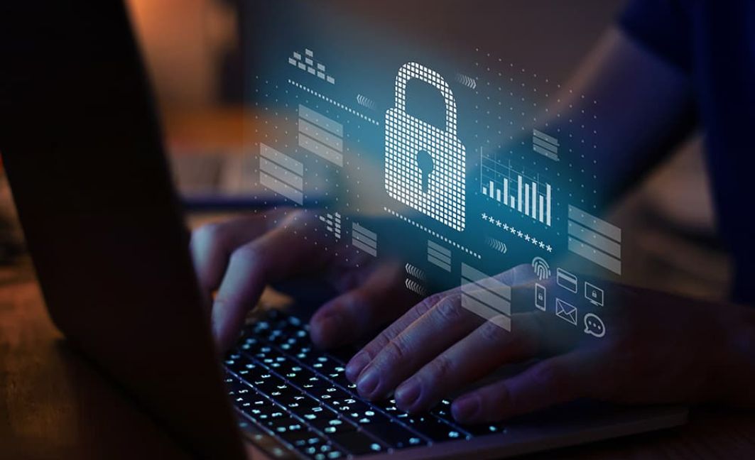 Cyber security on network connection laptop