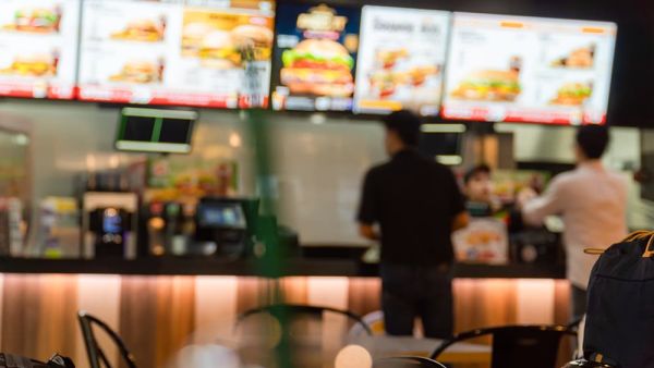 quick service restaurant with menu on display