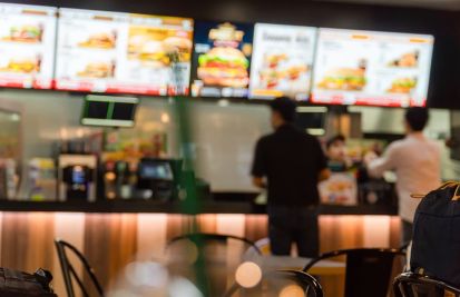 quick service restaurant with menu on display
