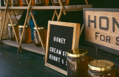 pop up food tent with honey