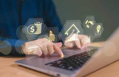 Man searching on computer for business pricing model