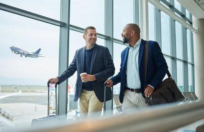 Men booked flights to travel for business conference