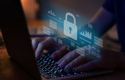 Cyber security on network connection laptop