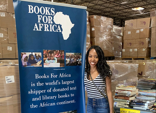 A North team member at a Books for Africa volunteering event