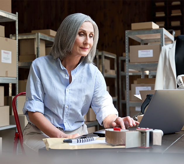 A woman using North's online customer support services 